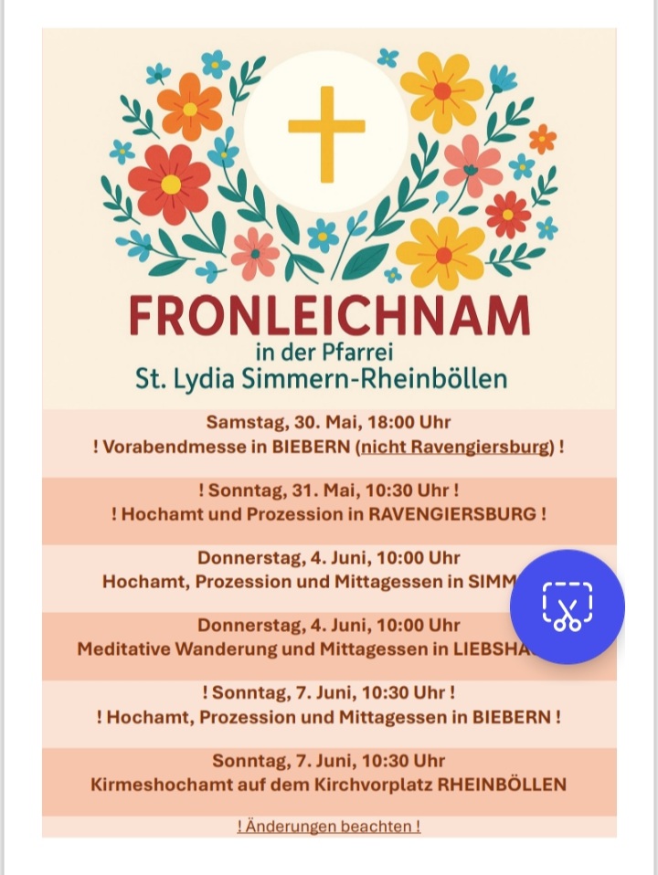 Flyer Fronleichnam 2026 in St. Lydia