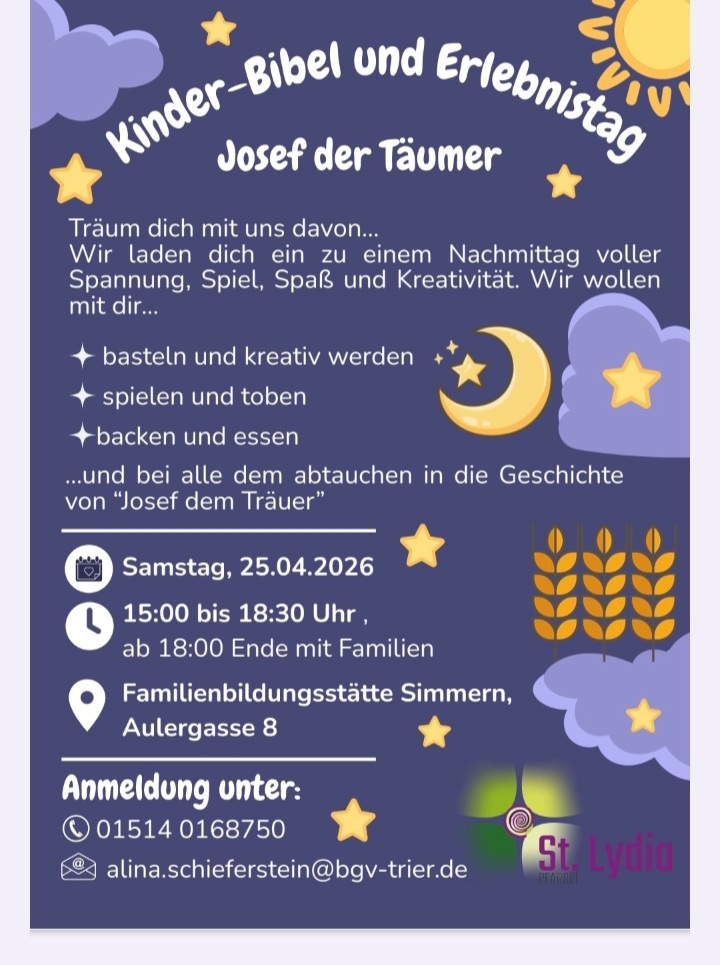 Flyer Kinderbibel- und Erlebnistag Josef der Träumer