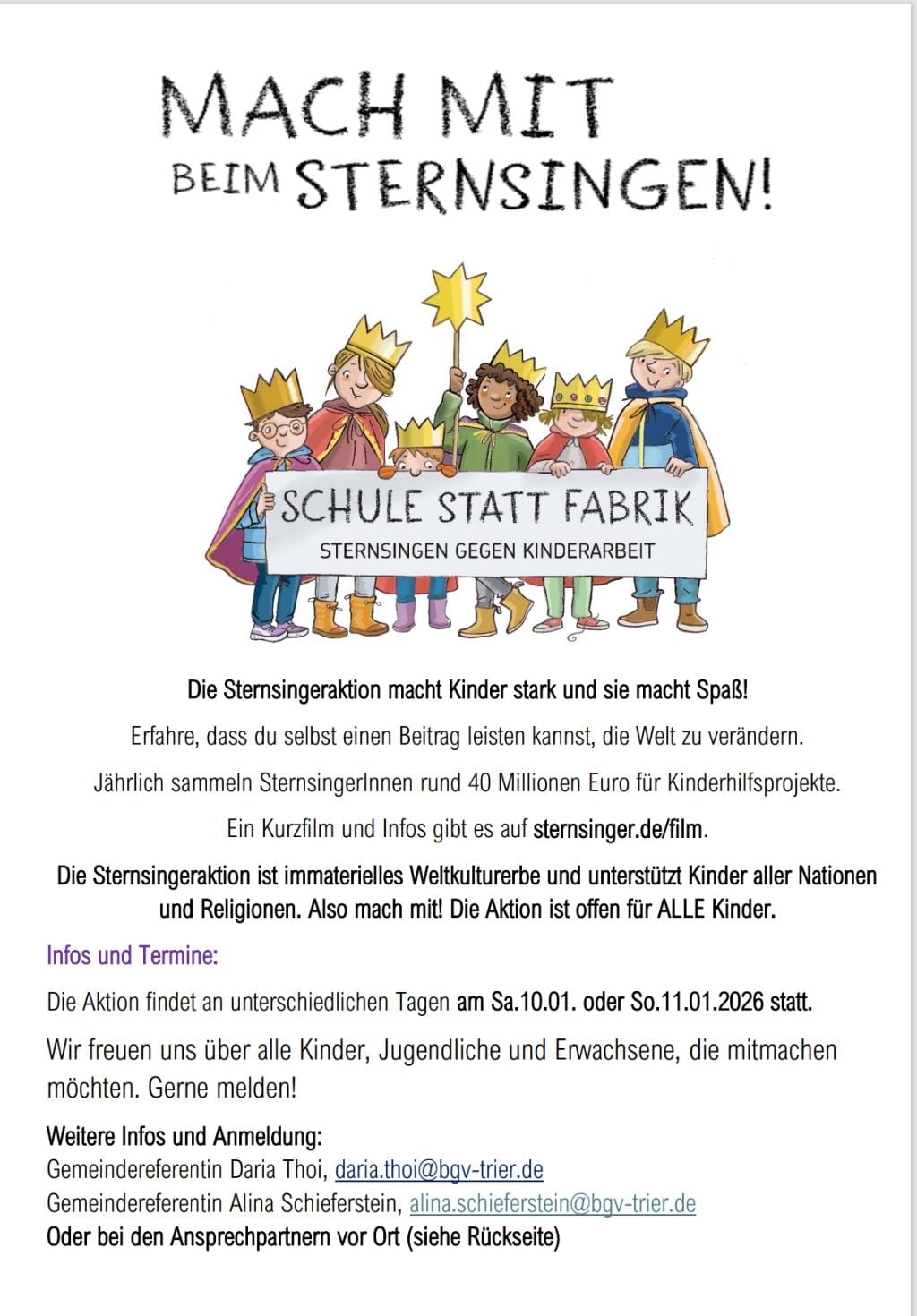 Flyer Sternsingeraktion 2026