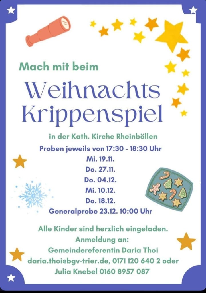 Flyer Weihnachtskrippenspiel Rheinböllen