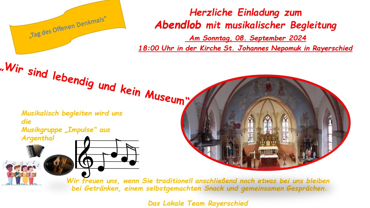 Plakat Tag des offenen Denkmals Abendlob in Rayerschied