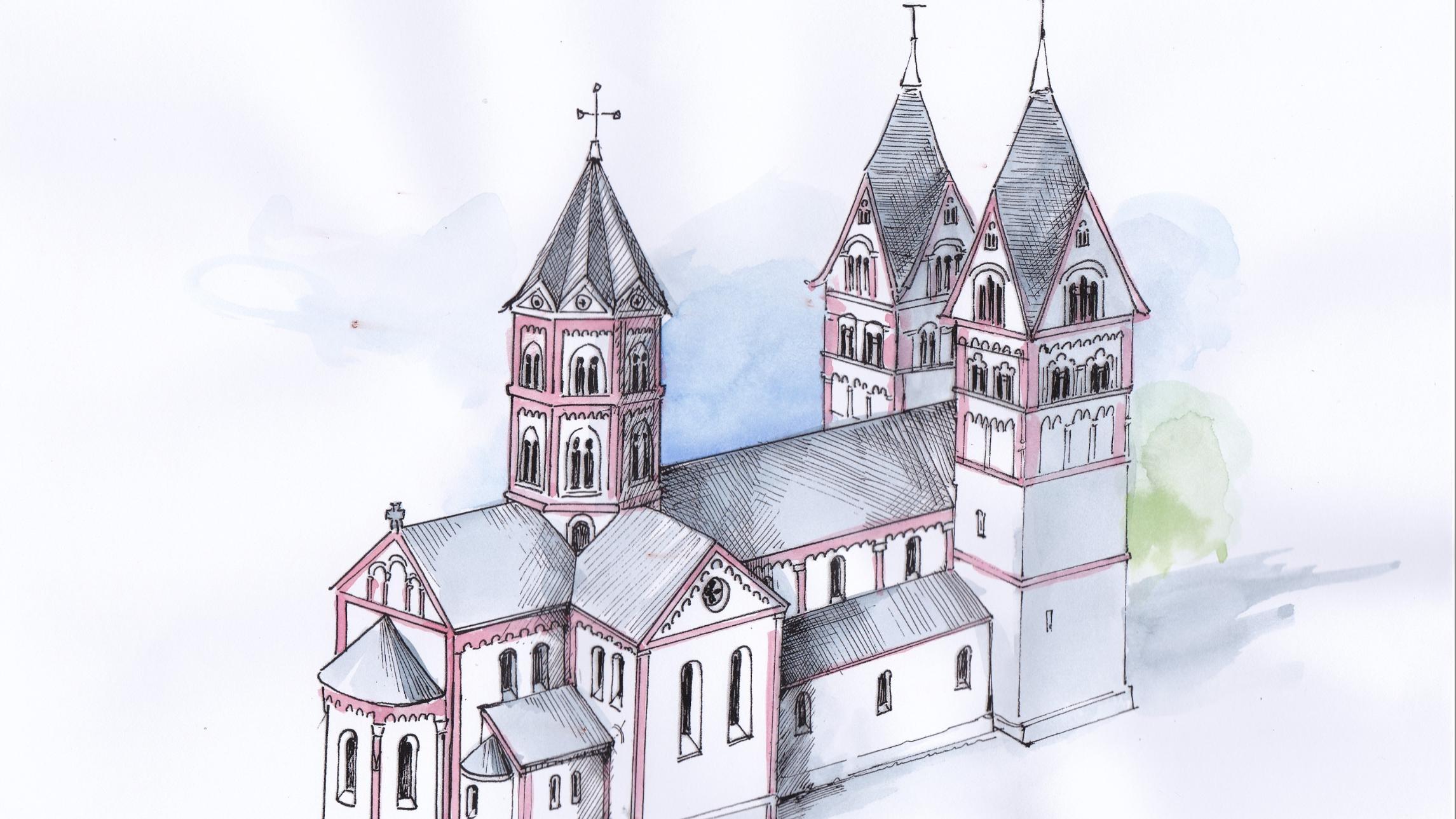 Rekonstruktionsversuch: die romanische Stiftskirche in Ravengiersburg könnte so ausgesehen haben.