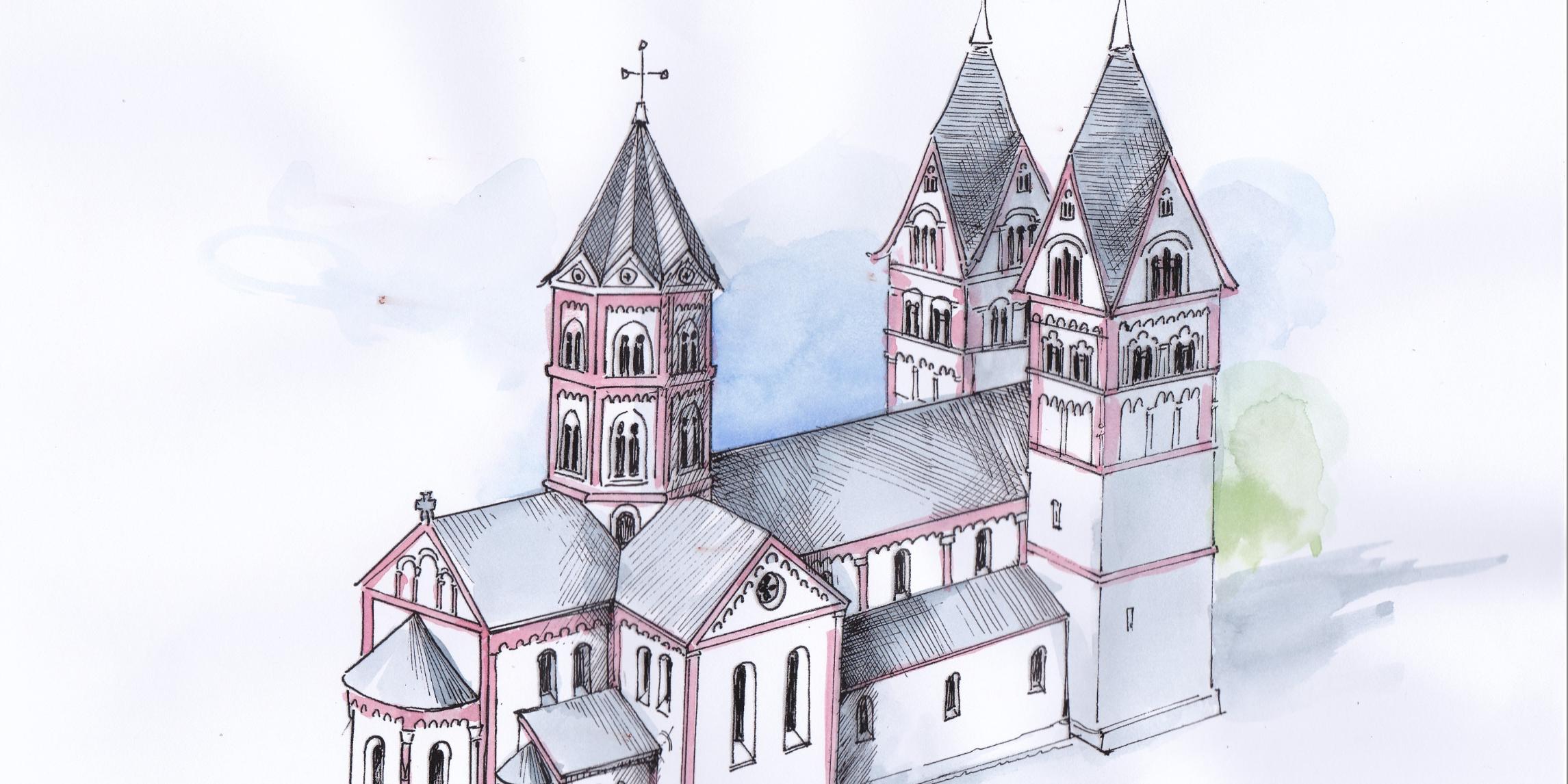 Rekonstruktionsversuch: die romanische Stiftskirche in Ravengiersburg könnte so ausgesehen haben.