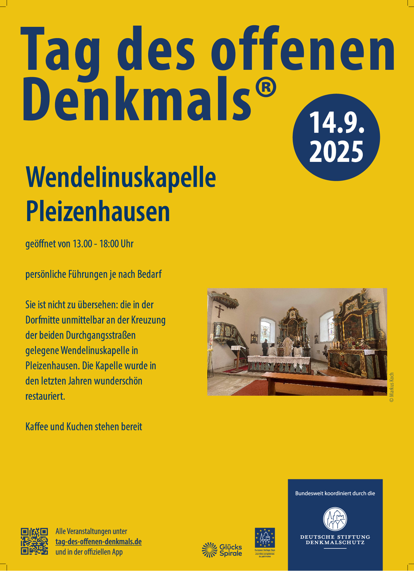 Tag des offenen Denkmals Wendelinuskapelle Pleizenhausen
