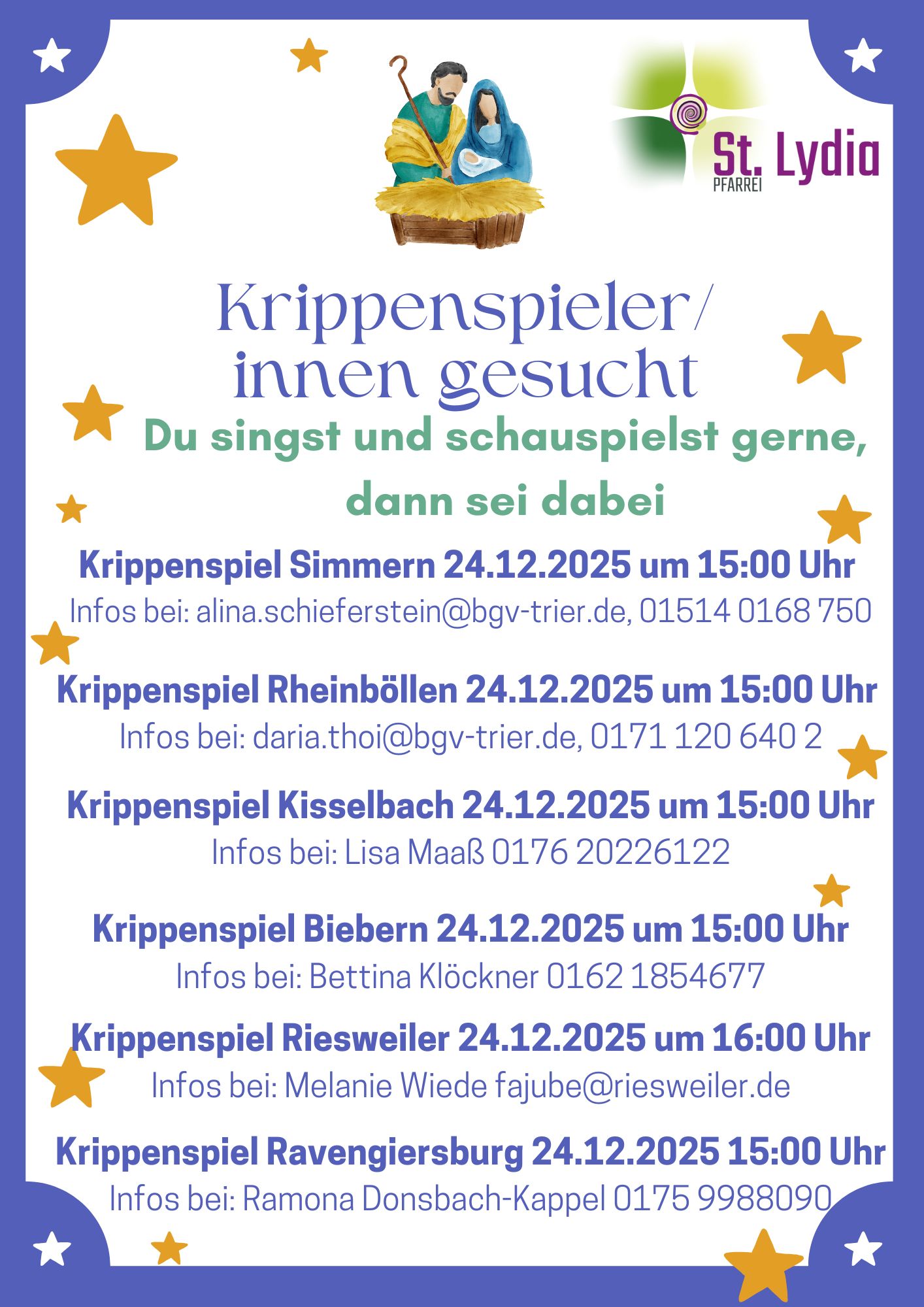 Krippenspielerinnen gesucht 2025