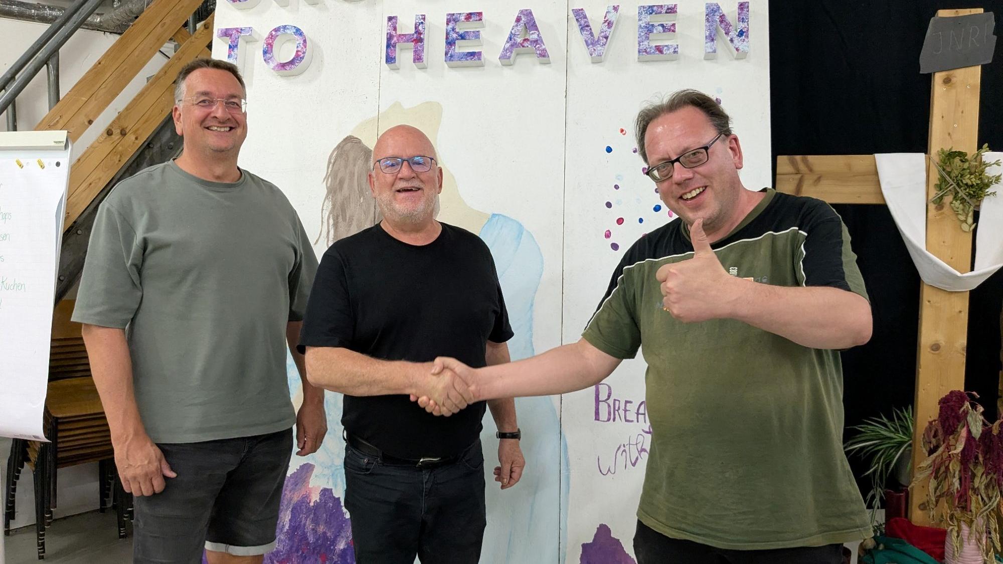 v.l.n.r. Martin Müller, Diakon Clemens Fey, Markus Koch